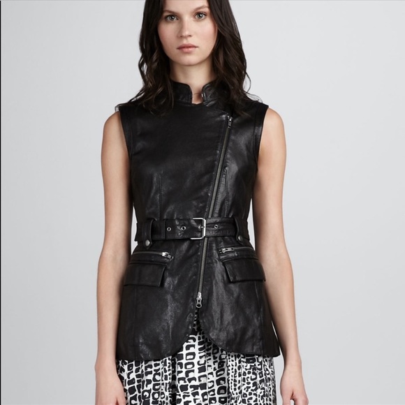 NWOT! Rachel Zoe black leather vest! New w/o tags - Picture 1 of 5